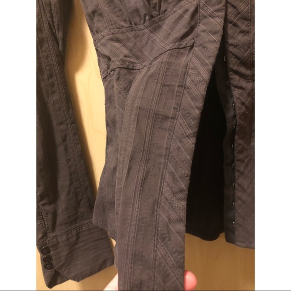 Chocolate striped/pattern button and corset blouse - Picture 5 of 6